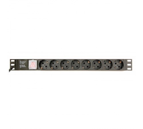 Блок розеток EnerGenie 19" 1U (EG-PDU-014) алюм. корп., 8 розеток, 16A, 3м, чорний, вилка Schuko