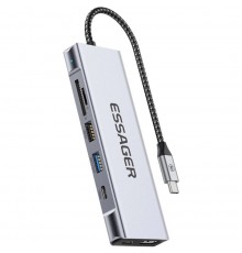 USB-хаб Essager 8 in 1 USB-C Hub with 10Gbps M.2 NVMe SSD Enclosure (EHB08-QK0G-Z)
