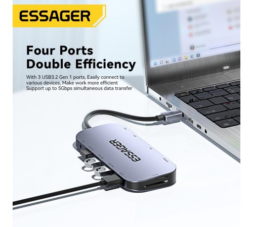 USB-хаб Essager Marble Harp 11 in 1 USB-C Hub (EHB11-FQ0G-Z)