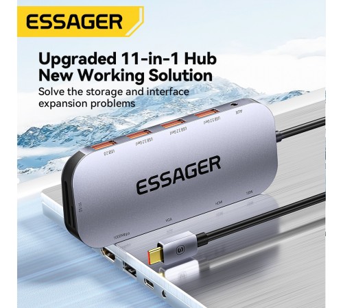 USB-хаб Essager Marble Harp 11 in 1 USB-C Hub (EHB11-FQ0G-Z)