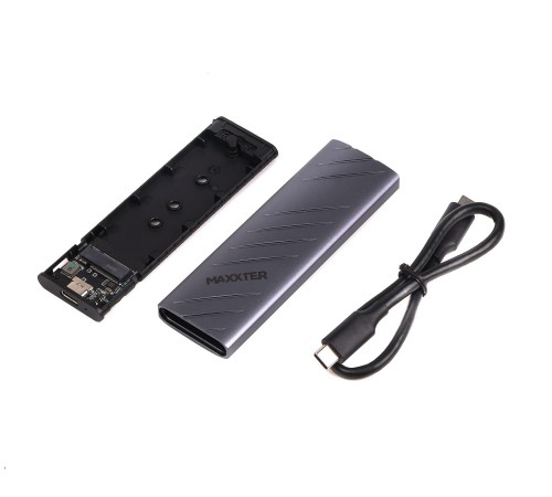 Зовнішня кишеня Maxxter M.2 NVMe PCIe, USB 3.2 Type-C, Metal, Black (EHDE-2280D-01)