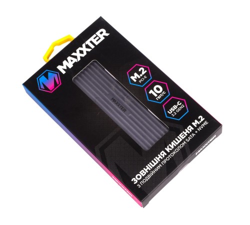 Зовнішня кишеня Maxxter M.2 NVMe PCIe, USB 3.2 Type-C, Metal, Black (EHDE-2280D-01)