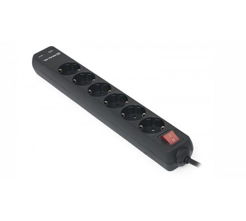 Фільтр живлення REAL-EL RS-6 Protect USB 3m Black