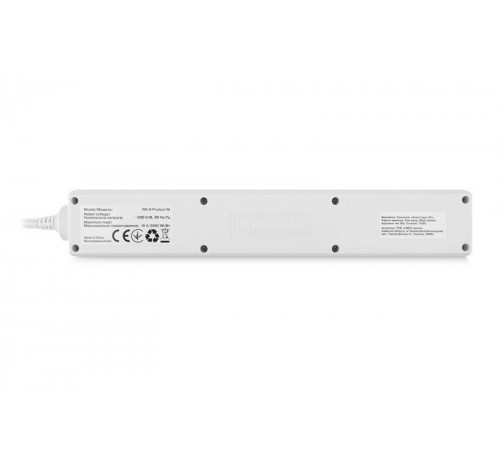Фільтр живлення REAL-EL RS-6 Protect M 1.8м White (EL122300031) Фільтр живлення REAL-EL RS-6 Protect M 1.8м White (EL122300031)