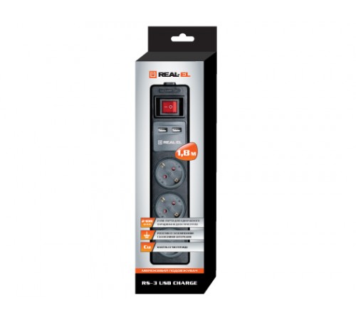 Фільтр живлення REAL-EL RS-3 USB Charge