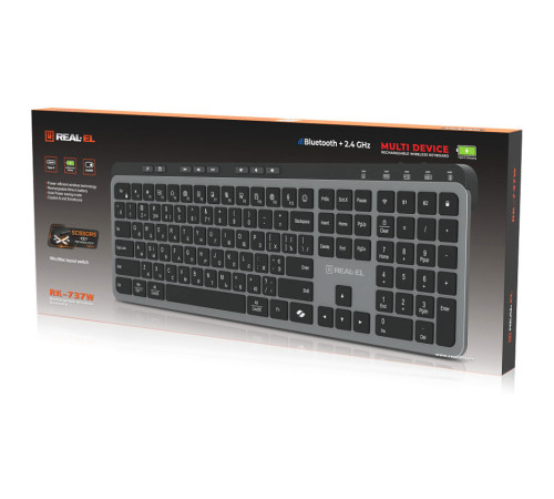 Клавіатура бездротова REAL-EL RK-737W Black/Grey