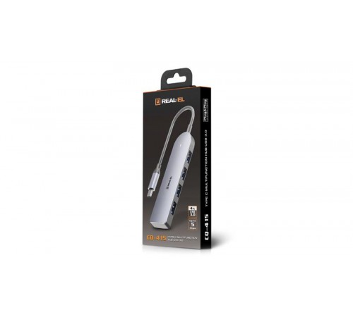 USB-хаб REAL-EL CQ-415 USB Type-C 4-в-1 USB-хаб REAL-EL CQ-415 USB Type-C 4-в-1