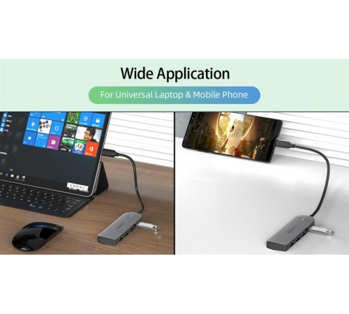 USB-хаб REAL-EL CQ-415 USB Type-C 4-в-1 USB-хаб REAL-EL CQ-415 USB Type-C 4-в-1