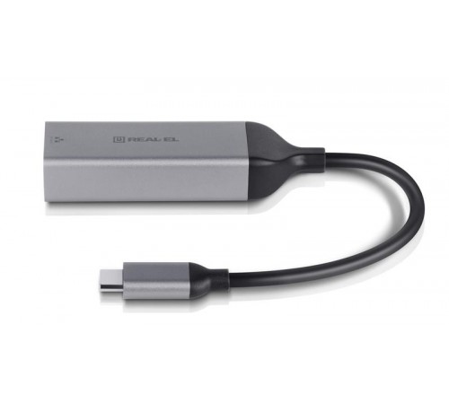 Мережевий адаптер REAL-EL CE-150 USB Type-C - RJ45 (M/F), 0.1 м, Black (EL123110004)