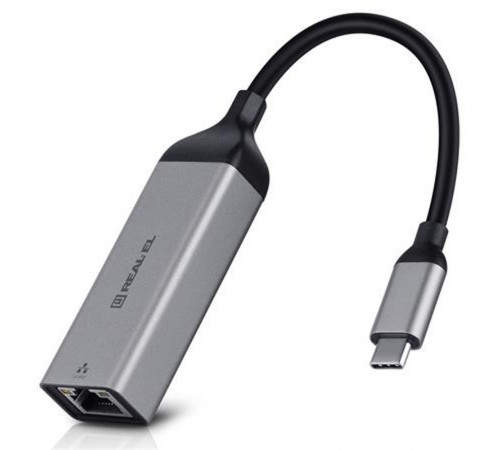 Мережевий адаптер REAL-EL CE-150 USB Type-C - RJ45 (M/F), 0.1 м, Black (EL123110004)