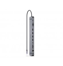 USB-хаб REAL-EL CQ-1000 USB3.0х3/USB-C/HDMI/VGA/RJ45/SD/TF/3.5 mm audio, 0.4m, Space Grey