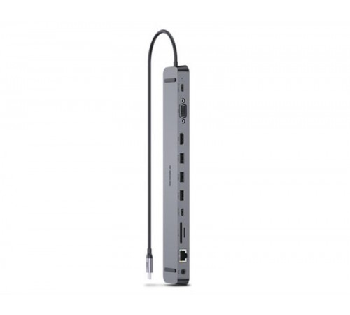 USB-хаб REAL-EL CQ-1000 USB3.0х3/USB-C/HDMI/VGA/RJ45/SD/TF/3.5 mm audio, 0.4m, Space Grey