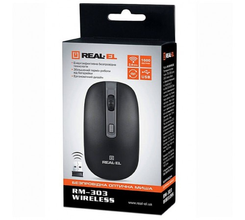 Миша бездротова REAL-EL RM-303 Black/Grey