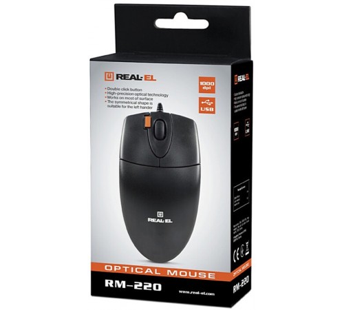 Миша REAL-EL RM-220 Black (EL123200026)