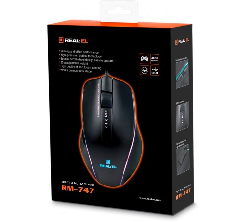 Миша REAL-EL RM-747 Black (EL123200028)