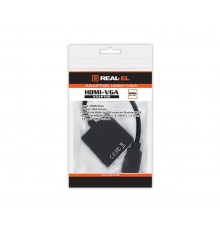 Адаптер REAL-EL HDMI - VGA (M/F), 0.15 м, чорний (EL123500020)