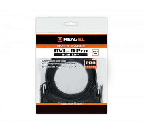 Кабель REAL-EL Pro DVI - DVI (M/M), 24+1, 1.8 м, чорний (EL123500038)