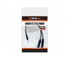 Аудіо-кабель REAL-EL Audio Pro 3.5 мм - 2х3.5 мм (M/F), 0.2 м, чорний (EL123500039)