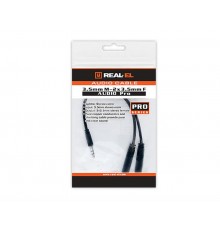 Аудіо-кабель REAL-EL Audio Pro 3.5 мм - 2х3.5 мм (M/F), 0.2 м, чорний (EL123500039)
