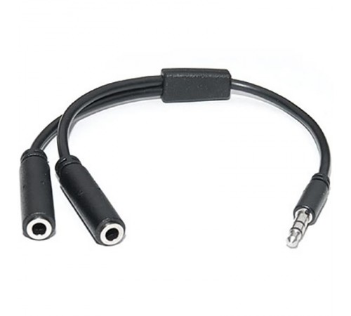 Аудіо-кабель REAL-EL Audio Pro 3.5 мм - 2х3.5 мм (M/F), 0.2 м, чорний (EL123500039)