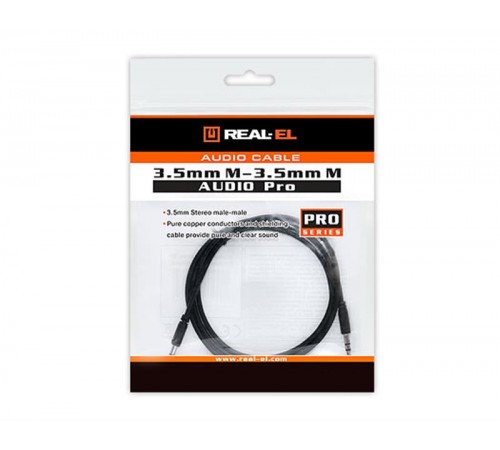 Аудіо-кабель REAL-EL Audio Pro 3.5 мм - 3.5 мм (M/M), 1 м, чорний (EL123500040)
