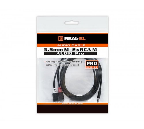 Аудіо-кабель REAL-EL Audio Pro 3.5 мм - 2xRCA (M/M), 1.8 м, чорний (EL123500042)