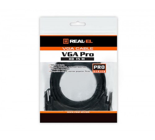 Кабель REAL-EL Pro VGA - VGA (M/M), 1.8 м, чорний (EL123500043) пакет