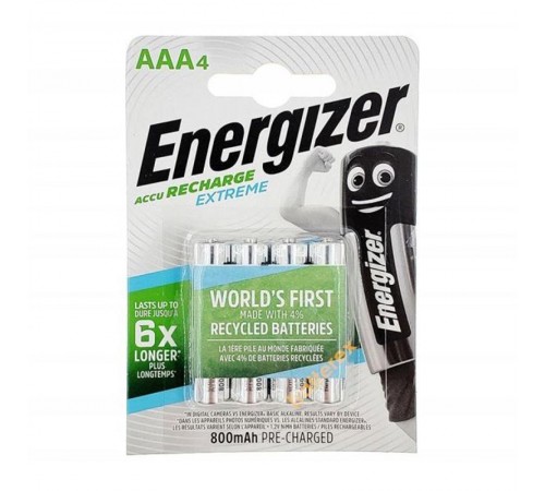 Акумулятори Energizer Recharge Extreme AAA/HR03 LSD Ni-MH 800 mAh BL 4шт Акумулятори Energizer Recharge Extreme AAA/HR03 LSD Ni-MH 800 mAh BL 4шт