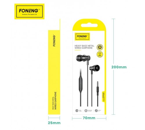 Гарнітура Foneng EP500 heavy bass metal remote earphone (EP500-E-R-HBM)