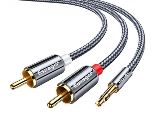 Кабель Essager Monster 3.5 мм - 2xRCA (M/M), 2 м, Grey (EYPZJ-MYA0H)