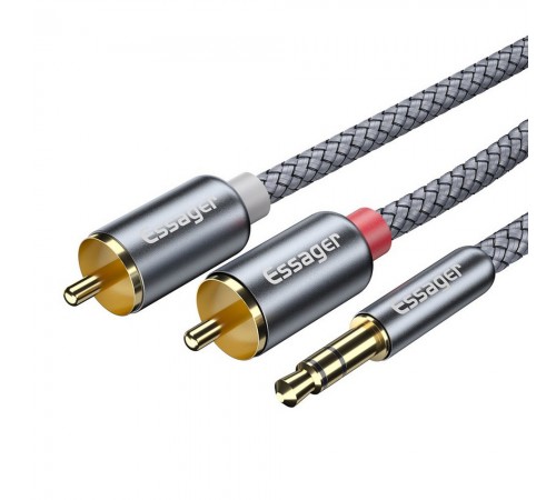Кабель Essager Monster 3.5 мм - 2xRCA (M/M), 2 м, Grey (EYPZJ-MYA0H)