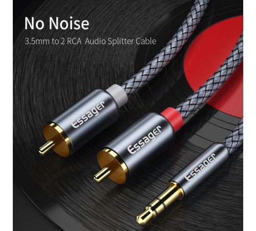 Кабель Essager Monster 3.5 мм - 2xRCA (M/M), 2 м, Grey (EYPZJ-MYA0H)