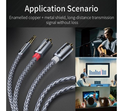 Кабель Essager Monster 3.5 мм - 2xRCA (M/M), 2 м, Grey (EYPZJ-MYA0H)