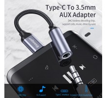 Адаптер Essager USB Type-C - 3.5 мм (M/F), 0.1 м, Black (EZJE01-0G)