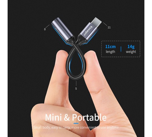 Адаптер Essager USB Type-C - 3.5 мм (M/F), 0.1 м, Black (EZJE01-0G)