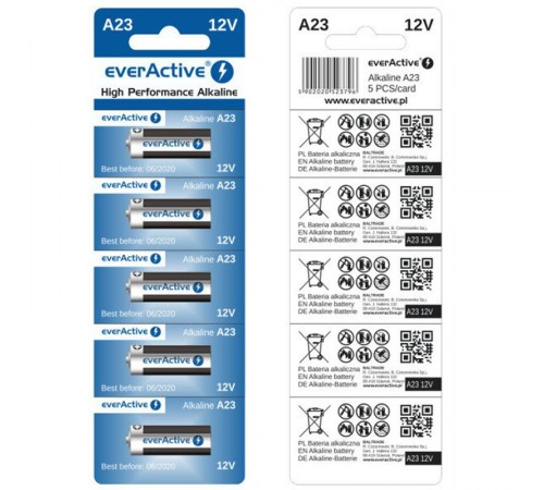 Батарейка everActive A23 (23A5BL) BL 5шт Батарейка everActive A23 (23A5BL) BL 5шт