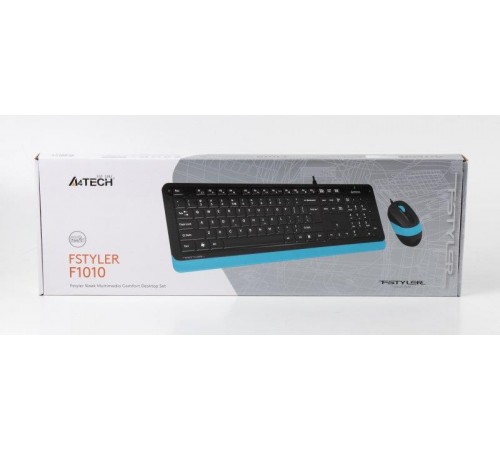 Комплект (клавіатура, миша) A4Tech F1010 Black/Blue