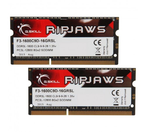 Модуль пам`ятi SO-DIMM 2x8GB/1600 1,35V DDR3L G.Skill Ripjaws (F3-1600C9D-16GRSL)