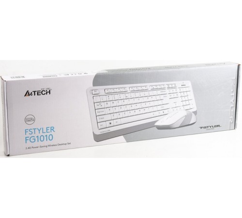 Комплект (клавіатура, миша) бездротовий A4Tech Fstyler FG1010 White