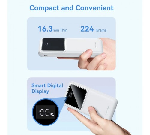 Універсальна мобільна батарея Vention 10000mAh PD QC 3.0 White (FHKW0)