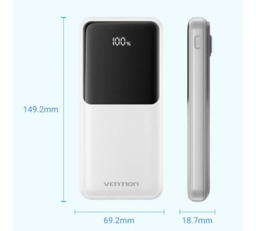 Універсальна мобільна батарея Vention 10000mAh PD White (FHOW0)