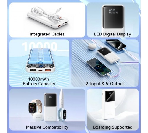 Універсальна мобільна батарея Vention 10000mAh PD White (FHOW0)