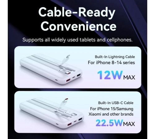 Універсальна мобільна батарея Vention 10000mAh PD White (FHOW0)