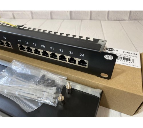 Патч-панель Atcom FP5224 19" 24хRJ-45 FTP 1U cat.5е, в зборі Патч-панель Atcom FP5224 19" 24хRJ-45 FTP 1U cat.5е, в зборі