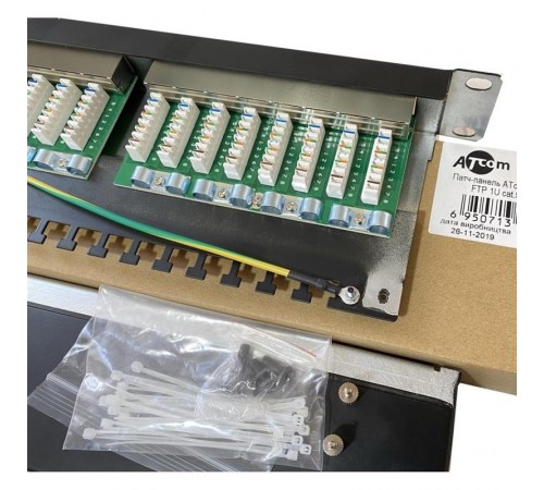Патч-панель Atcom FP6224 19" 24хRJ-45 FTP 1U cat.6, в зборі Патч-панель Atcom FP6224 19" 24хRJ-45 FTP 1U cat.6, в зборі