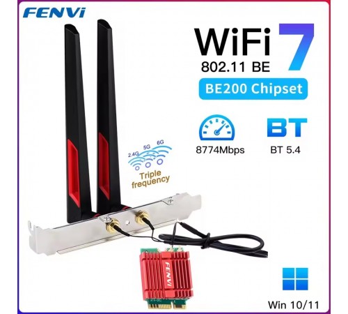 Бездротовий адаптер Fenvi FV-BE200NG Wi-Fi 7, Bluetooth 5.4 Adapter, Tri-band 2.4G/5G/6GHz