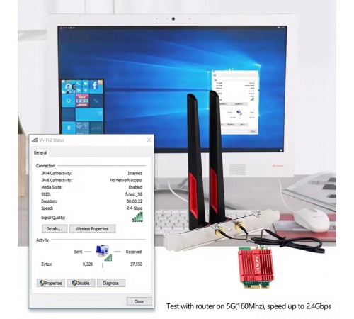 Бездротовий адаптер Fenvi FV-BE200NG Wi-Fi 7, Bluetooth 5.4 Adapter, Tri-band 2.4G/5G/6GHz