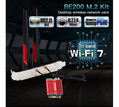Бездротовий адаптер Fenvi FV-BE200NG Wi-Fi 7, Bluetooth 5.4 Adapter, Tri-band 2.4G/5G/6GHz