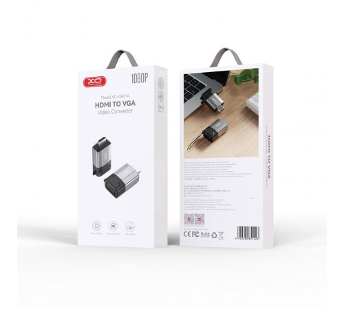 Адаптер XO HDMI - VGA (M/F), Black/Grey (GB014-HDMIVGA.tranish)
