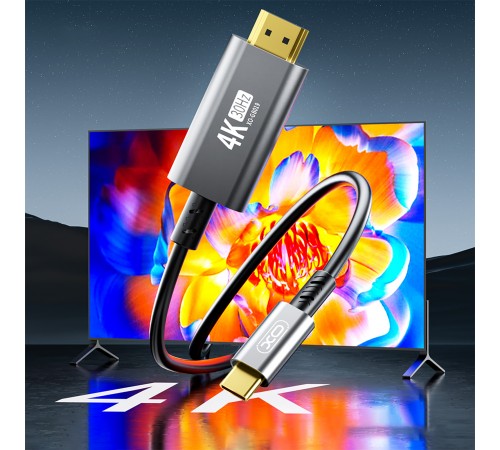 Кабель XO HDMI V 1.4 - USB Type-C (M/M), 1.8 м, Black (GB019-CHDMI.tranish) Кабель XO HDMI V 1.4 - USB Type-C (M/M), 1.8 м, Black (GB019-CHDMI.tranish)